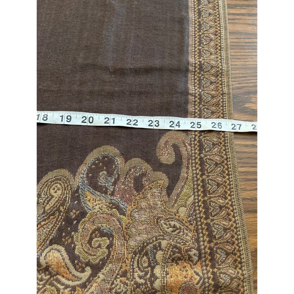 Tan brown paisley blanket scarf with fringe - Picture 4 of 6